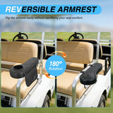 Golf Cart Armrests 2PCS Black Diamond Flip Stand Storage | No Drilling Cup Holder Detachable PU Leather Armrest Fits 1 Inch Square Tubes for EZGO Club Car Yamaha Rear Seat