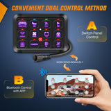 12 Gang Switch Panel 12V 24V Universal Circuit Control Relay System with RGB Backlight APP Fuse Wiring Harness Automatic Dimmable ON Off LED Switches Pod for Car Pickup Truck Camper SUV