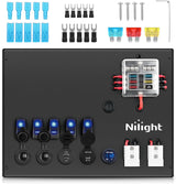 12V/24V Camping Electrical System Centre Battery Power Control Box Fuse Block Switches Cigar Socket Voltmeter USB Charger Anderson Connector Ideal for RV Car Canopy Caravan Camper Trailer Van