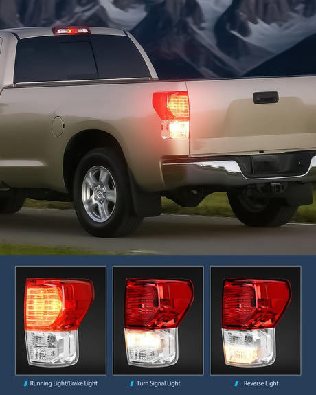 Taillight Assembly Compatible with 2007 2008 2009 2010 2011 2012 2013 Toyota Tundra Rear Tail Light Lamp Replacement OE Style Driver and Passenger Side