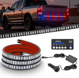 49 Inch Emergency Strobe Light Strips with Controller Red Blue | 288LED Flashing Warning Hazard Safety Rear Window Tailgate Lights for Truck Trailer Construction Plow Pickup SUV Vehicle
