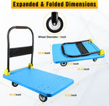 Heavy Duty Platform Cart 1100 lbs Push Cart Dolly with 5 Inch TPR Wheels 35.4 x 23.6 Inch PP Deck Flatbed Cart Platform Truck for Home Garage Warehouse Use Black