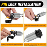 Trailer Hitch Lock Pin 1/2 Inch & 5/8 Inch Locking Receiver Hitch Pin Keyed Unique Weatherproof Anti-Theft Lockable Fits 2 Inch 2-1/2 Inch & 1-1/4 InchReceiver Tow Truck Boat Bike Truck Silver