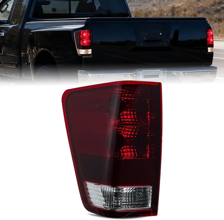 Taillight Assembly Compatible with 2004 2005 2006 2007 2008 2009 2010 2011 2012 2013 2014 2015 Nissan Titan Tail Light OE Style Rear Lamp Replacement Driver Side Smoked Red Lens