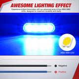 10PCS Blue Oval Side Marker Lights 4 LED 3.7 Inch Clearance Lamp IP68 Waterproof DC 12-24V with Chrome Bezel Universal for Car Auto Truck Bus Trailer Boat Deck