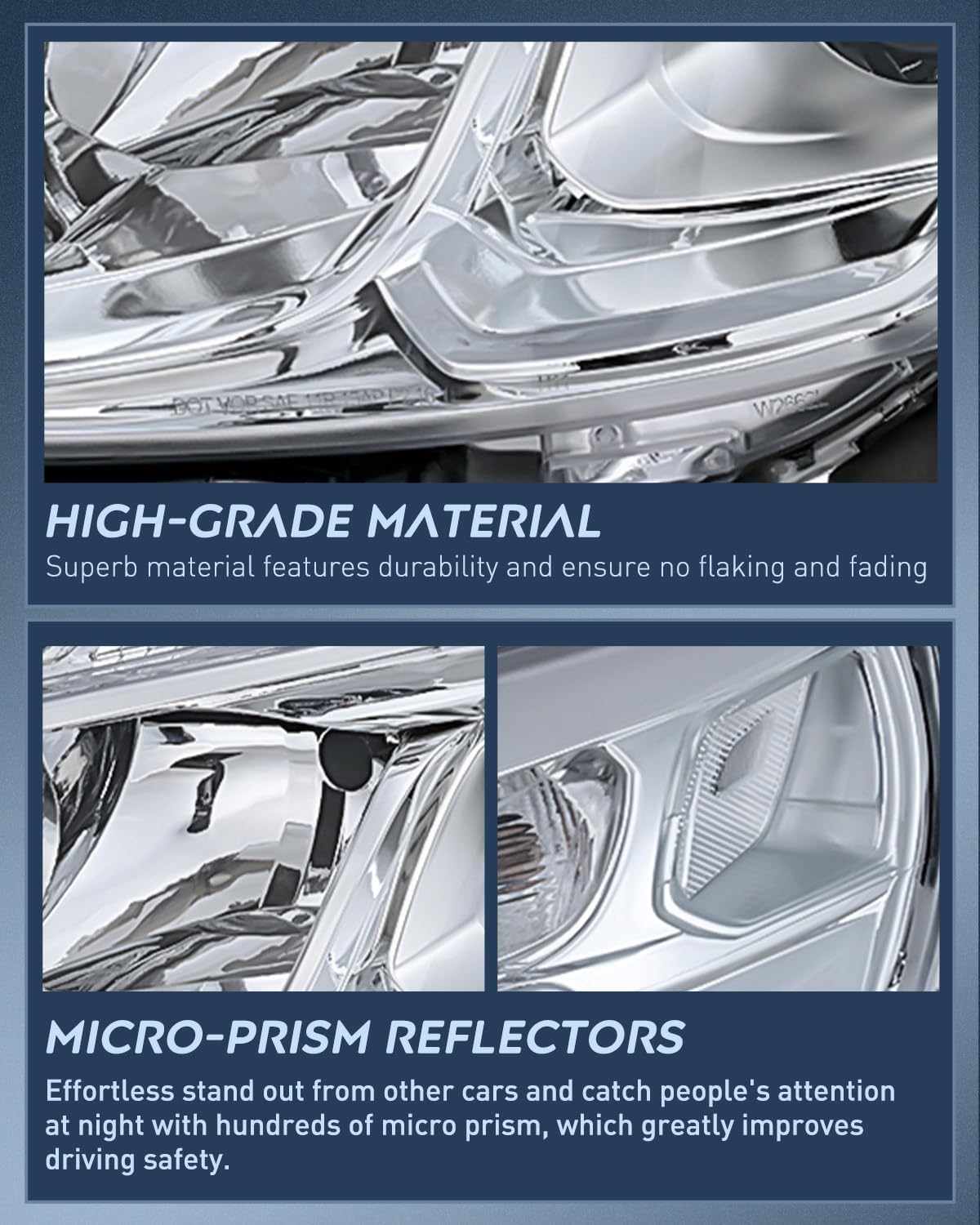 Headlight Assembly Compatible with 2016 2017 Chevy Equinox OE Style Projector Replacement Halogen Headlights Chrome Housing Clear Reflector Headlamp Passenger and Driver Side