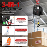 3-in-1 Electric Hoist Winch, 1100LBS 1500W Portable Power Winch Crane with Manual Wired Wireless Remote Control, 110V Electric Winch 25FT Lifting Height for Garage Warehouses Factories, Black