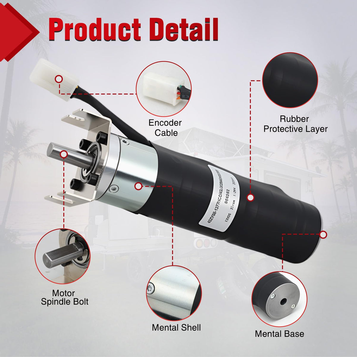 364262 RV in-Wall Slide-Out Motor with Brake Lippert SlimRack | Brake 42mm Mid Torque Motor Compatible with Lippert SlimRack Schwintek in Wall Slide System for Travel Trailer Camper