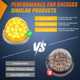 Watermelon Light 17 LED Triple Function 2PCS Amber Lens Stainless Steel Bezel Marker Clearance Strobe Turn Signal Lights 4 Plug IP68 Waterproof for Trailer Truck Pickup Camper RV ATV UTV Boat