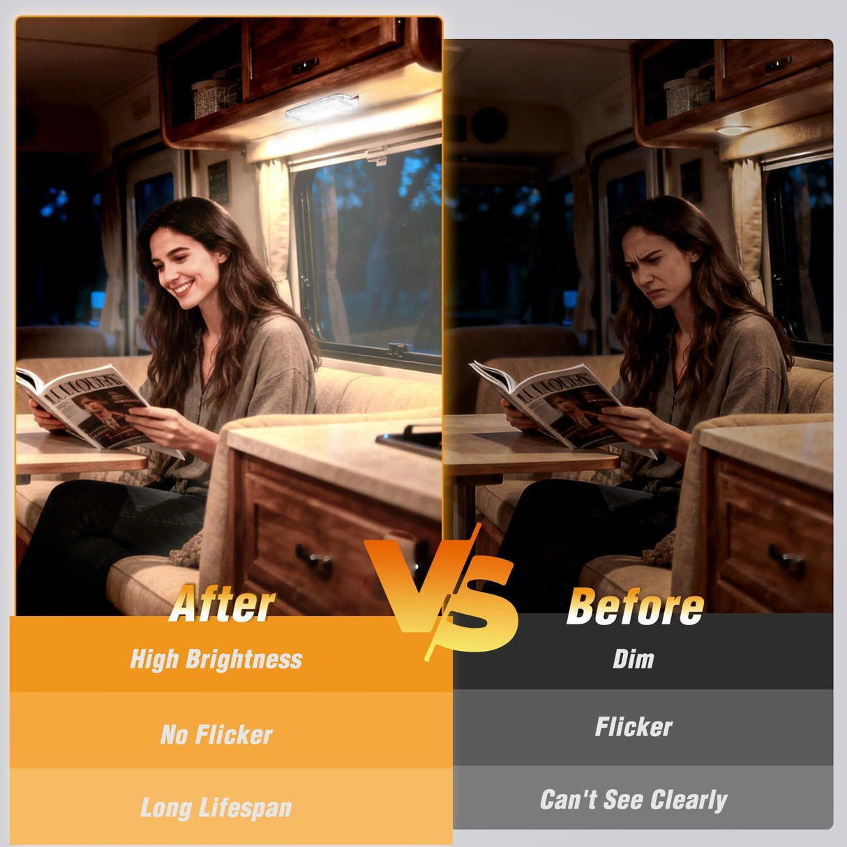 LED Dome Light 8PCS 6 Inch Interior Light White | 48 LEDs 800LM Output with On Off Switch and 12V-85V Compatibility for RV Enclosed Cargo Trailer Truck Boat and Van