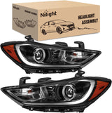 Headlight Assembly Compatible with 2017 2018 Hyundai Elantra | 2017 2018 Hyundai Elantra OE Style Projector Replacement Black Housing Amber Reflector Headlamp