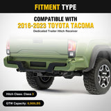Class 3 Trailer Hitch 2 Inch Receiver Tow Hitch Compatible with Toyota Tacoma 2016 2017 2018 2019 2020 2021 2022 2023 Black Powder Coated