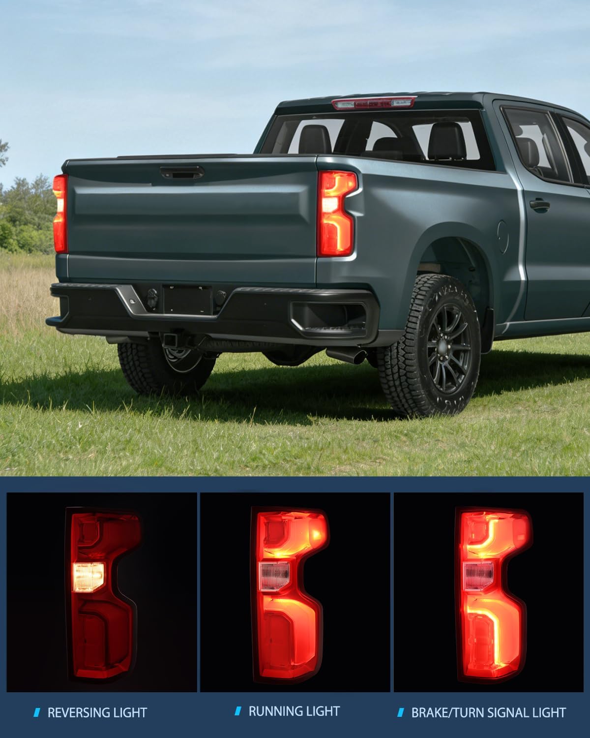 Taillight Assembly for 2019 2020 2021 2022 2023 Chevy Silverado1500 | 2020 2021 2022 2023 Silverado 2500HD 3500HD LED Tail Light Rear Lamp Replacement Passenger Side