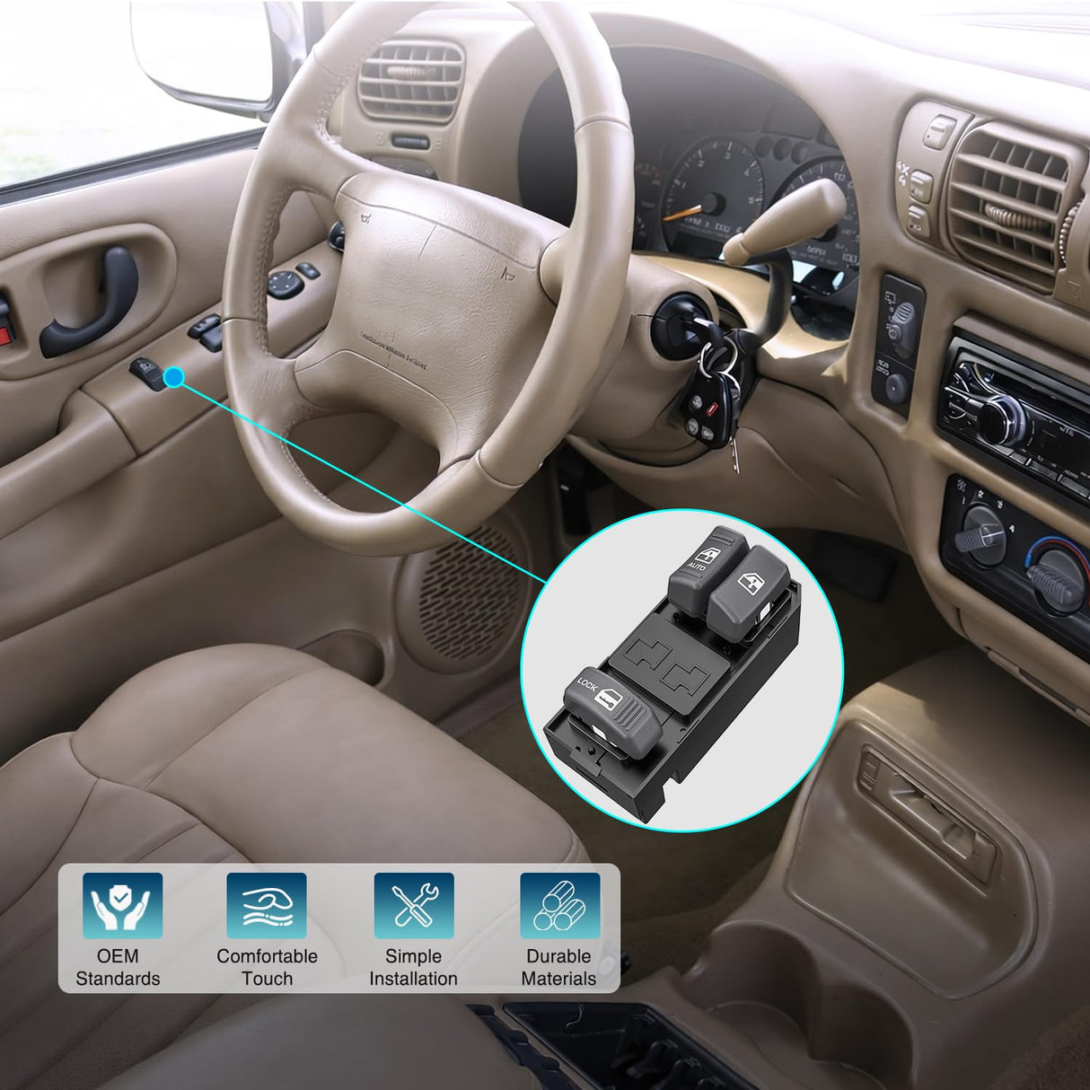 Power Window Switch for 1995-2005 Chevy/GMC 15151356 901048 | for 1995 1996 1997 1998 1999 2000 2001 2002 2003 2004 2005 Chevrolet Blazer C1500 K1500 S10 Silverado GMC Jimmy Sonoma Yukon