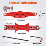 Scissor Jack for Car 1.5 Ton (3307 lbs), Heavy Duty Steel Scissor Lift Jack Car Kit with Crank Handle for Sedan SUV MPV Tire Changing, 3.18 Inch-13.6 Inch Lifting Range Portable Small Jack, Red