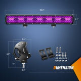 20 Inch LED Light Bar Purple Triple Row 420W Flood Spot Combo Off Road Driving Decoration Neon Hunting Lighting for UTV Pick-up Van Boat Tractor