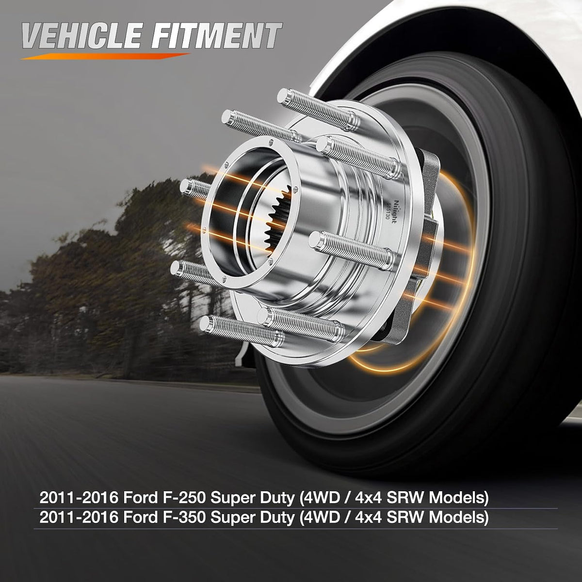 Front Wheel Bearing and Hub Assembly for Ford F-250 F-350 Super Duty 2011 2012 2013 2014 2015 2016, 4WD SRW (Not for DRW), 515130-2Pack