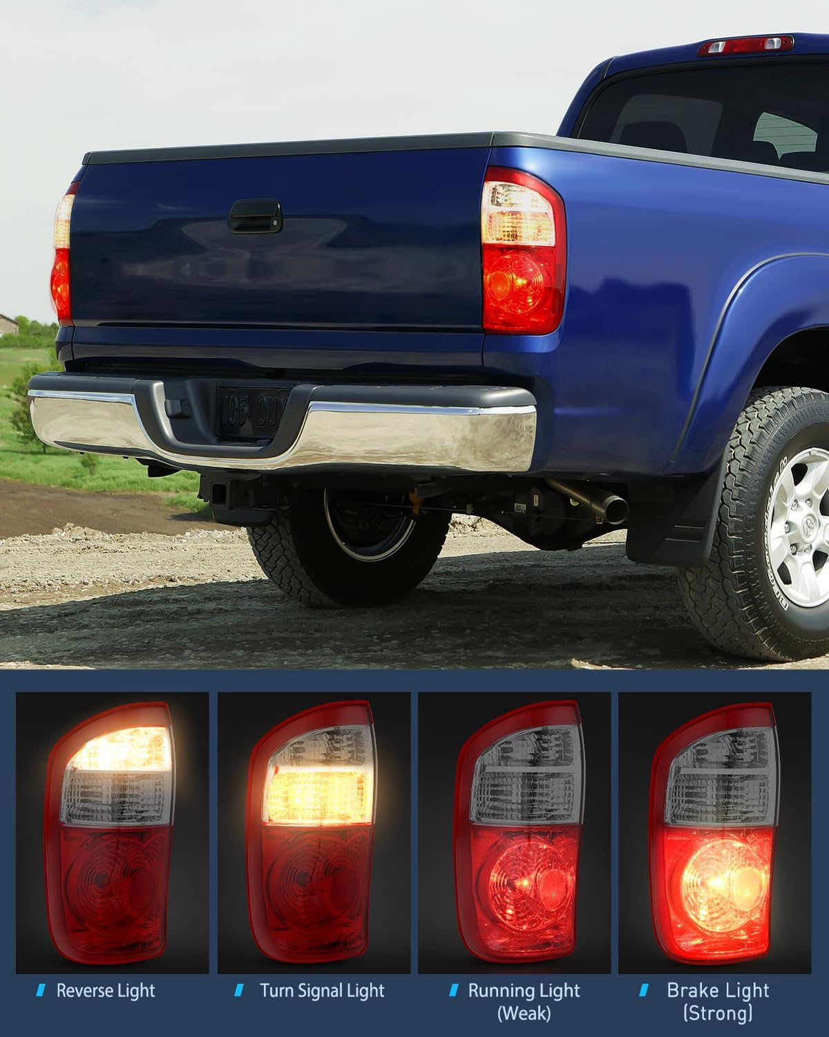 Taillight Assembly Compatible with 2004 2005 2006 Toyota Tundra 4 Door Double Cab and Crew Cab Tail Light OE Style Rear Lamp Replacement Driver Side