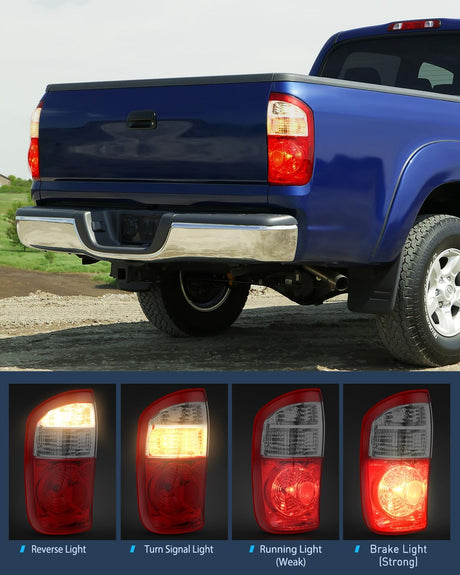 Taillight Assembly Compatible with 2004 2005 2006 Toyota Tundra 4 Door Double Cab and Crew Cab Tail Light OE Style Rear Lamp Replacement Driver and Passenger Side