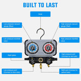 A/C Manifold Gauge Set Fits for R134a R410A R22 R404A 3-Way Auto HVAC Diagnostic Gauges Refrigerant Recharge kit with Adjustable Couplers 5FT Hoses Universal Can Tap