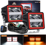 LED Pod Lights with Amber DRL 3 Inch 20 W Cube Driving Light 2200 LM Super Spot Light 16AWG Wiring Harness Kit Off Road LED Work Lights for Jeep Truck UTV 4x4 ATV Motorcycle