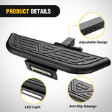 Hitch Step 2 Inch Receiver Universal with LED Light, Pin Lock and U-Bolts Stabilize,Rear Bumper Guard for Pickups Trucks Vans SUVs ATVs
