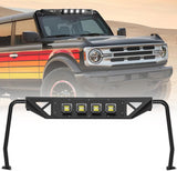 Windshield Frame Cover Light Bracket for 2021 2022 2023 2024 2025 2026 New Ford Bronco 2/4 Door Accessories Roof Sun Visor Cowl Body Armor with 4 x LED Lights Black
