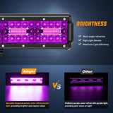 12 Inch LED Light Bar Purple Triple Row 240W Flood Spot Combo Off Road Driving Decoration Neon Hunting Lighting for UTV Pick-up Van Boat Tractor