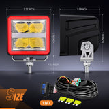 LED Pod Lights with Amber DRL 3 Inch 20 W Cube Driving Light 2200 LM Super Spot Light 16AWG Wiring Harness Kit Off Road LED Work Lights for Jeep Truck UTV 4x4 ATV Motorcycle
