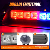 8LED Red Blue Traffic Advisor Strobe Light Bar Hazard Safety | with Vacuum Suction Emergency Dash Warning Flashing Lights Front/Rear Windshield Visor for Truck Police Construction Vehicles