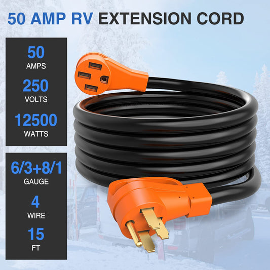 50Amp 15FT RV EV Extension Cord Nilight