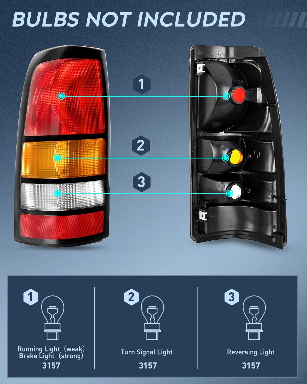 Taillight Assembly Compatible with 1999 2000 2001 2002 2003 2004 2005 2006 GMC Sierra 1999-2002 Chevy Silverado Fit Fleetside Tail Rear Light OE Style Driver Side Black Border