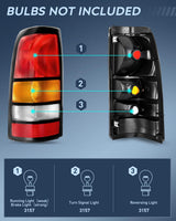 Taillight Assembly Compatible with 1999 2000 2001 2002 2003 2004 2005 2006 GMC Sierra 1999-2002 Chevy Silverado Fit Fleetside Tail Rear Light OE Style Driver Side Black Border