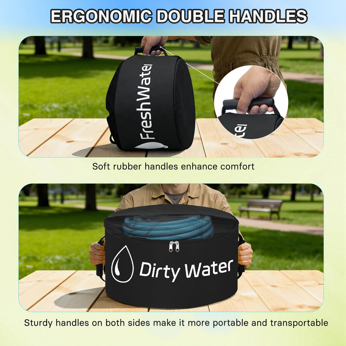 1 Pack RV Sewer Hose Storage Bag, Waterproof Utility Bag with Visible Cover Dual Zipper Closure RV Storage & Organization for Sewer Fresh Water Hoses Electrical Cords Camper Tools Accessories