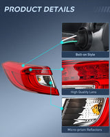 Taillight Assembly for 2018 2019 2020 2021 2022 Honda Accord | Sedan 4-Door Tail Light OE Style Rear Outer Lamp Replacement Driver Side