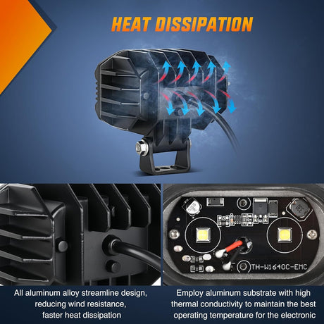 LED Pod Light 24W 4 Inch 2PCS White Flood Beam Driving Lights LED Pods IP67 Waterproof Auxiliary Offroad Lighting for Truck Tractor SUV ATV UTV Golf Cart Boat Motorcycle Dirt Bike