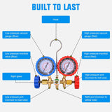A/C Manifold Gauge Set Fits for R134a R12 R22 R502 3-Way Auto HVAC Diagnostic Gauges Refrigerant Recharge kit with Adjustable Couplers 5FT Hoses Universal Can Tap