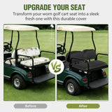Golf Cart Seat Covers 2PCS Black Leather Club Car DS | Waterproof Leather No Staple Design All Season Protection Sun Scratch Resistant Cover Fits 2000-2026 Club Car DS