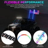 LED Whip Light 2 PCS 4FT COB RGB Lighted Antenna Whips with Spring Base Remote & App Control DIY Patterns Turn Brake Reverse Lights for Can-am Offroad ATV UTV RZR Polaris Dune Buggy Truck