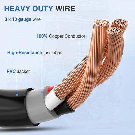 RV Generator Adapter Cord NEMA TT-30P to L14-30R 30 Amp 3 to 4 Prong Generator Transfer Switch Adapter Twist Lock Female Plug Pure Copper Heavy Duty STW 10 AWG ETL Listed