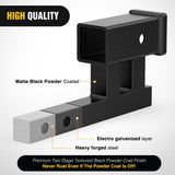 Trailer Hitch Extender Adapt 1-1/4 Inch to 2 Inch Receiver, 4-1/4 Inch Rise or Drop with Bolt Nut Clip 350 lbs TW Adjustable Extend 7.5 Inch and 9.5 Inch Length Matte Black Powder Coated