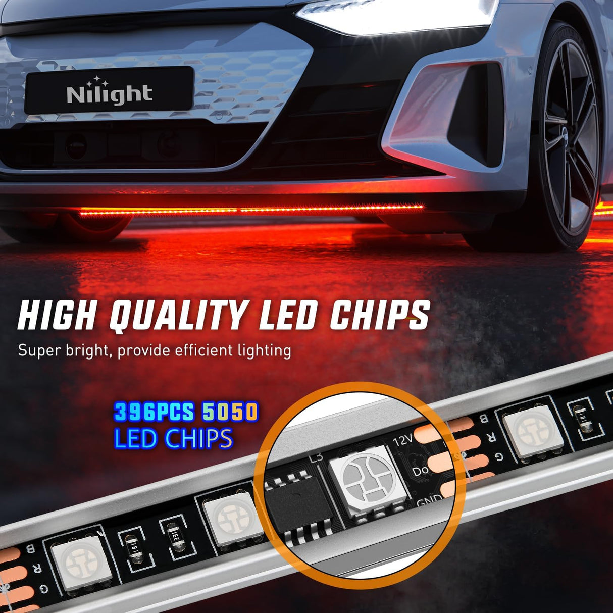 8Pcs Aluminum Underglow Neon Accent Strip Lights 396 LEDs RGB Door Assist Multi Color DIY Sound Active Function Music Mode with APP and Remote Control Underbody Light Strips for Car Truck RV