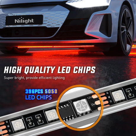 8Pcs Aluminum Underglow Neon Accent Strip Lights 396 LEDs RGB Door Assist Multi Color DIY Sound Active Function Music Mode with APP and Remote Control Underbody Light Strips for Car Truck RV