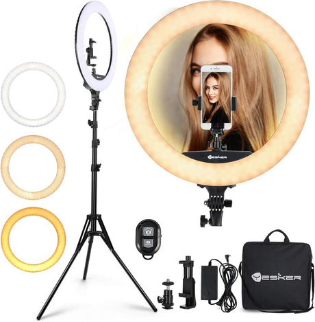 Ring Light with Tripod Stand, 14 Inch LED Ringlight Kit with Phone Holder Adjustable Color Temperature Circle Lighting, Led Photo Beauty Ring Lights for Camera for Vlog, Makeup, Video Shooting