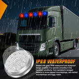 Watermelon Light 17 LED Dual Color 2PCS Stainless Steel Bezel Red to Blue Side Marker Clearance Turn signal Lights 4 Plug IP68 Waterproof for Trailer Truck Pickup Camper RV ATV UTV Boat