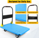 Heavy Duty Platform Cart 1100 lbs Push Cart Dolly with 5 Inch TPR Wheels 35.4 x 23.6 Inch PP Deck Flatbed Cart Platform Truck for Home Garage Warehouse Use Black