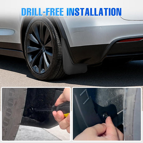 Mud Flaps for Tesla Model X 2022 2023 2024 2025, No Drilling Precision Fit Exterior Accessories Heavy-Duty Splash Guards Protection, Front & Rear Set