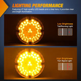 Tail Lights 2PCS 7Inch Round 47LED Amber Reflex Lens | IP67 Waterproof Marker Clearance Turn Signal Running Taillights for Trailer Truck Pickup Camper RV Bus
