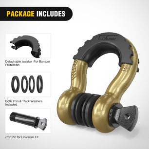 3/4 inch D-Ring Shackle Gold (Pair) Nilight