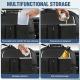Car Seat Back Organizer 1PC Black PU Leather Universal | Removable Inner Bucket Tissue Box Mesh Pockets Waterproof Hanging Storage Bag for Cars Vans SUVs MPVs Pickup Trucks
